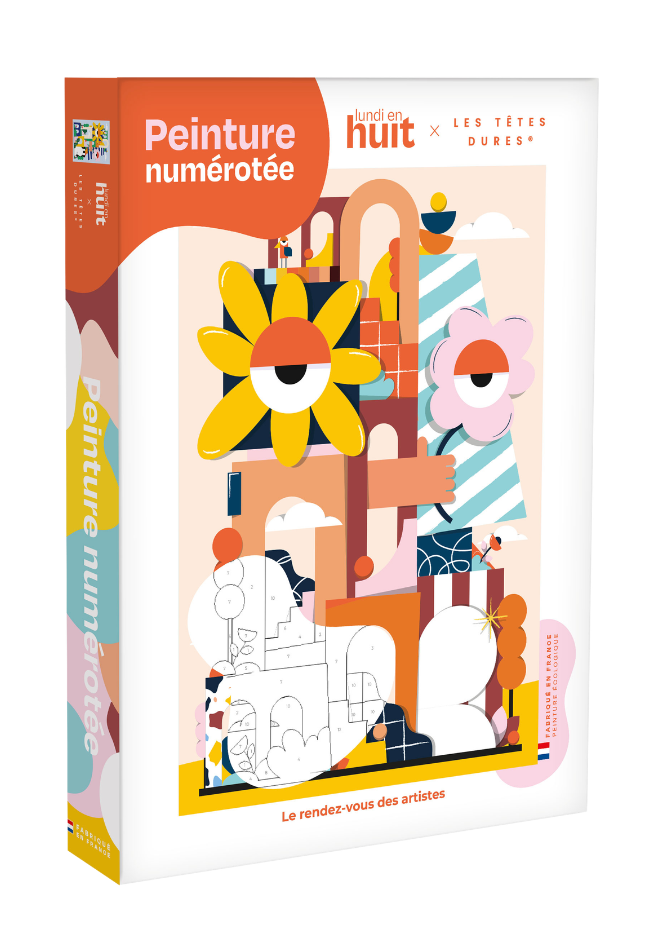 Peinture numerotee Lundi en Huit, collaboration avec Les Tetes Dures, illustration à peindre